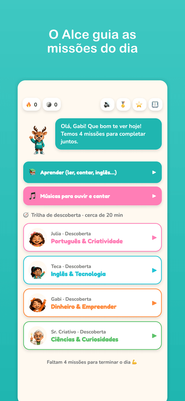 Trilha de missões do dia