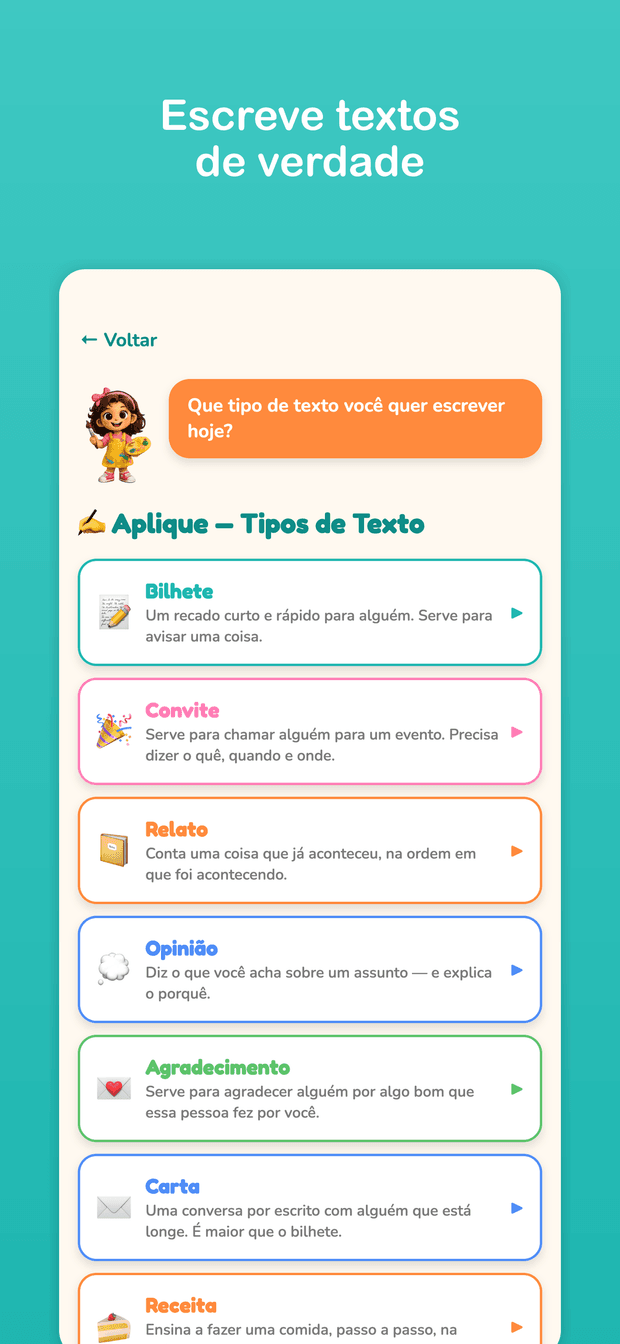 Aplique: tipos de texto